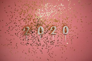 new year 2020, gold confetti